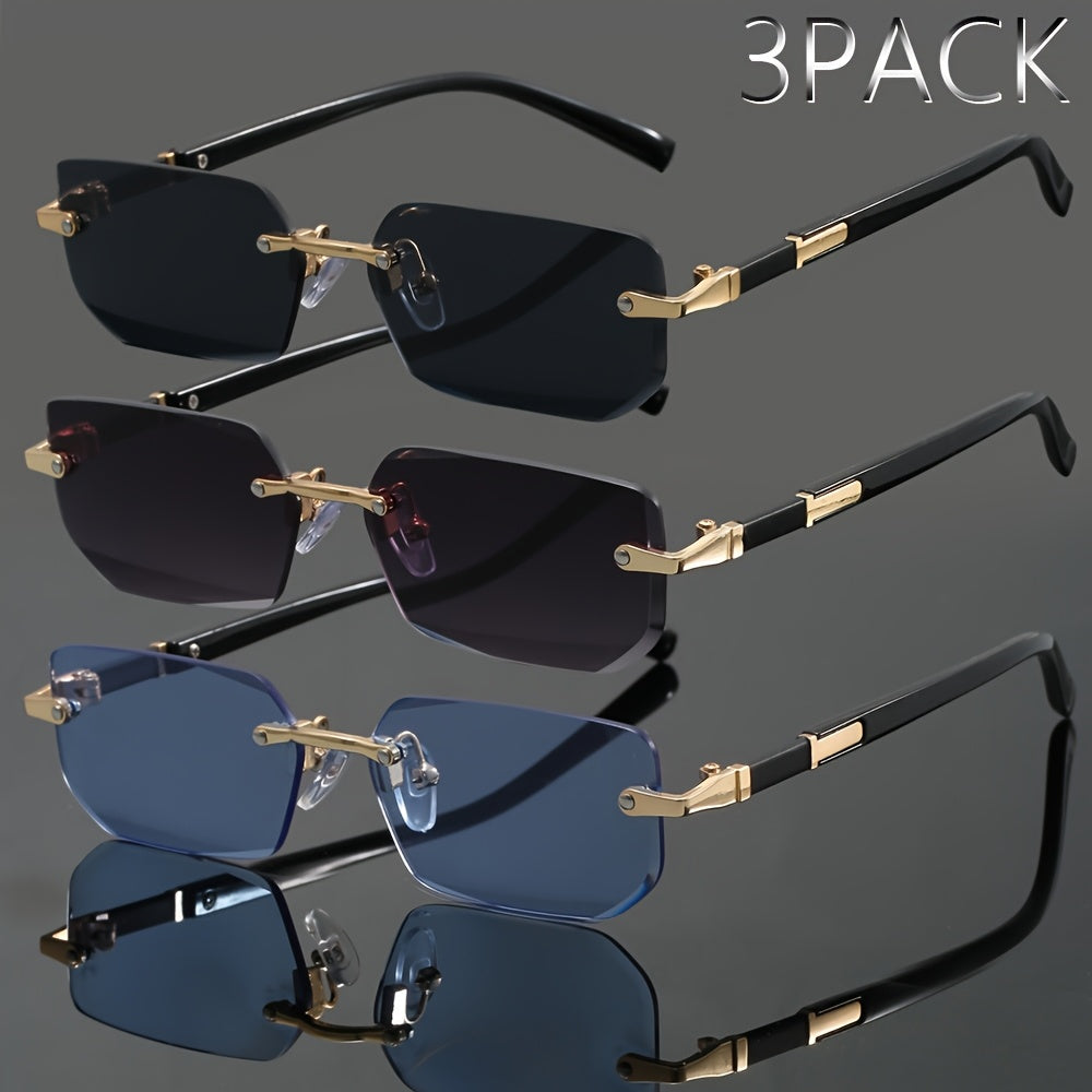 3pcs Retro Metal Classic Trendy Fashion Glasses for Graduation, Wedding, Summer Party, and Holiday Gifts - PC Lens & Frame, Full Frame, Decorative Style, Perfect for Casual Attire, Best for Christmas
