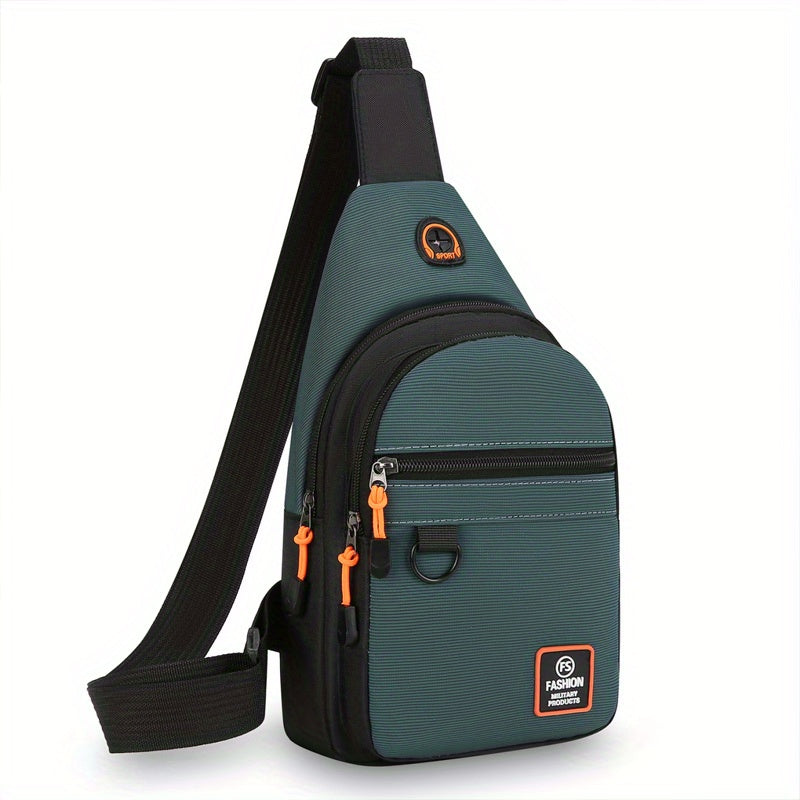 Stylish Men's chest bag with lightweight canvas material, available in black, gray, and blue. Fashionable casual waist pack for outdoor sports, perfect as a gift for men