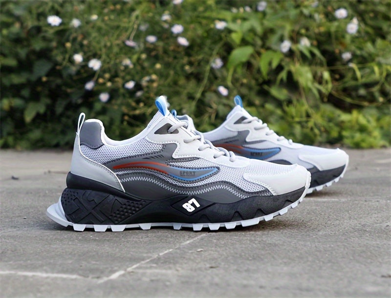 Men's Stylish & Durable Sneakers - Comfortable, Non-Slip Lace-Up Sneakers for Outdoor Activities, Breathable Fabric, All-Season Wear