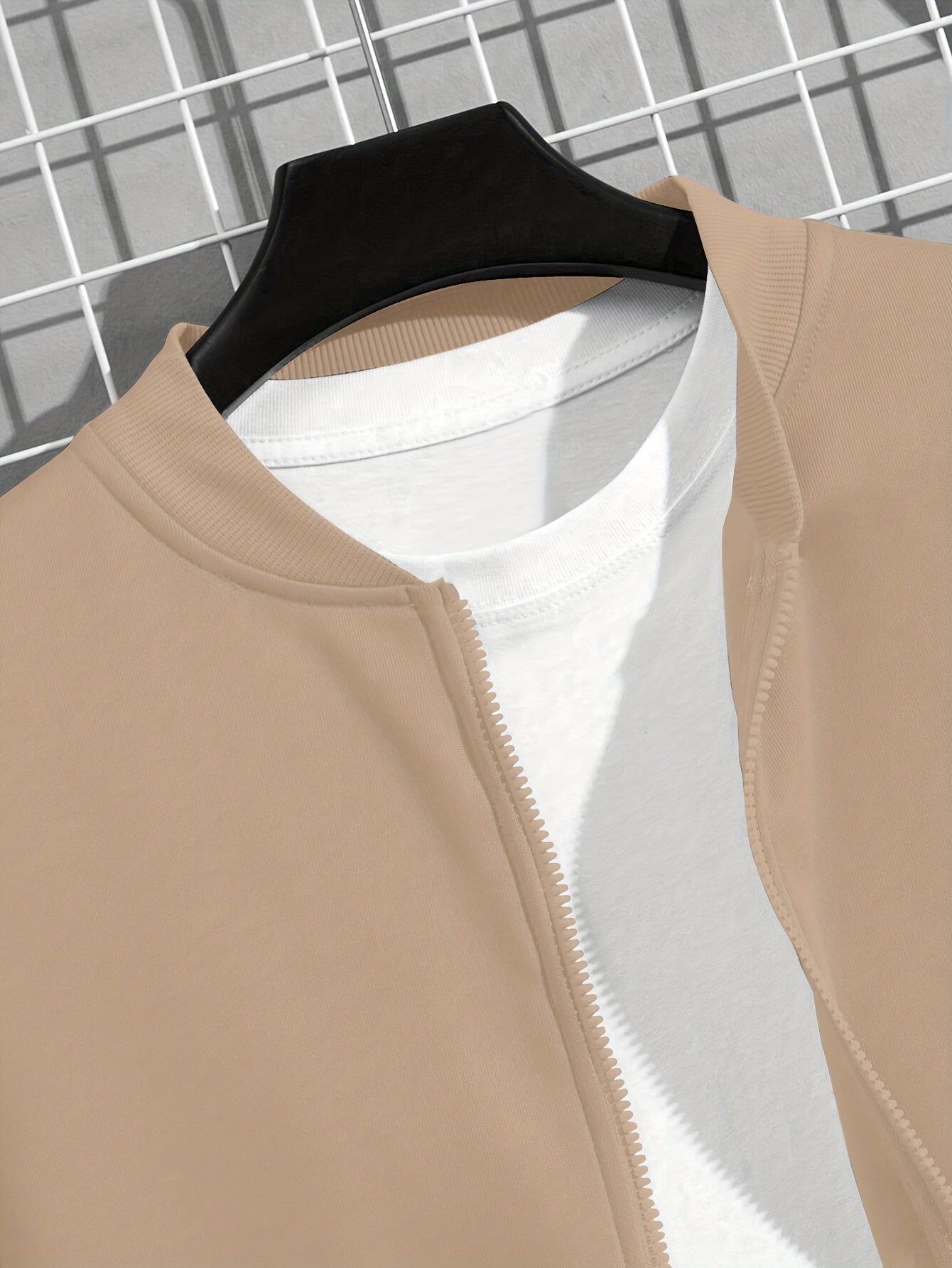 Men'S Casual Polyester Sweatsuit Set with Baseball Collar and Slight Stretch - Solid Color Long Sleeve Knit Fabric Track Suit for Fall/Winter