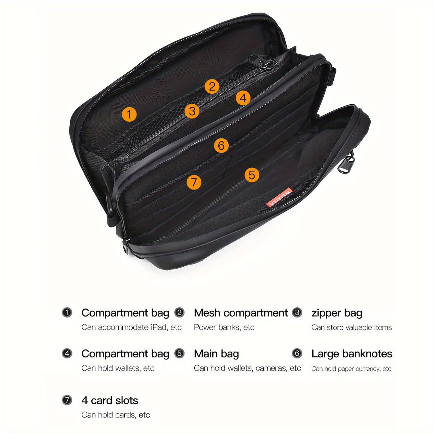 WEIXIER Unisex Fashion Messenger Bag, Shoulder Satchel with Detachable Strap, Polyester Lined, Business Briefcase for Commuting & Outdoor, Ideal Gift for Husband Or Boyfriend