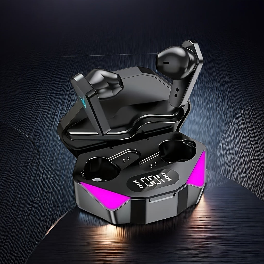Bluetours X15 Wireless Earbuds with Colorful LED Lights - Intelligent Digital Display, Extended Playtime, Clear Call Quality, Low Latency, Ideal for Gaming & Outdoor Use - No Charger Included, Gaming Headphones | LED Light Ea