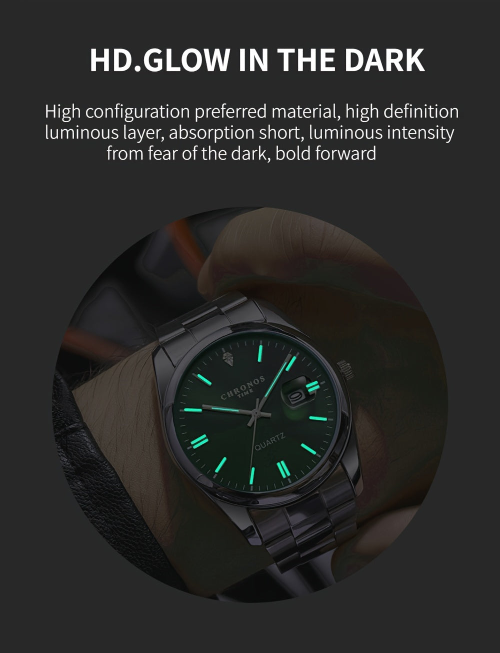 Popular CHRONOS Men's Fashion Sports Watch Stainless Steel Strap Calendar Luminous Quartz Watch Classic and Trendy All-match Commuting Watch Casual Men's Watch for Daily Wear Business Workplace Men's Watch Outdoor Sports Hand