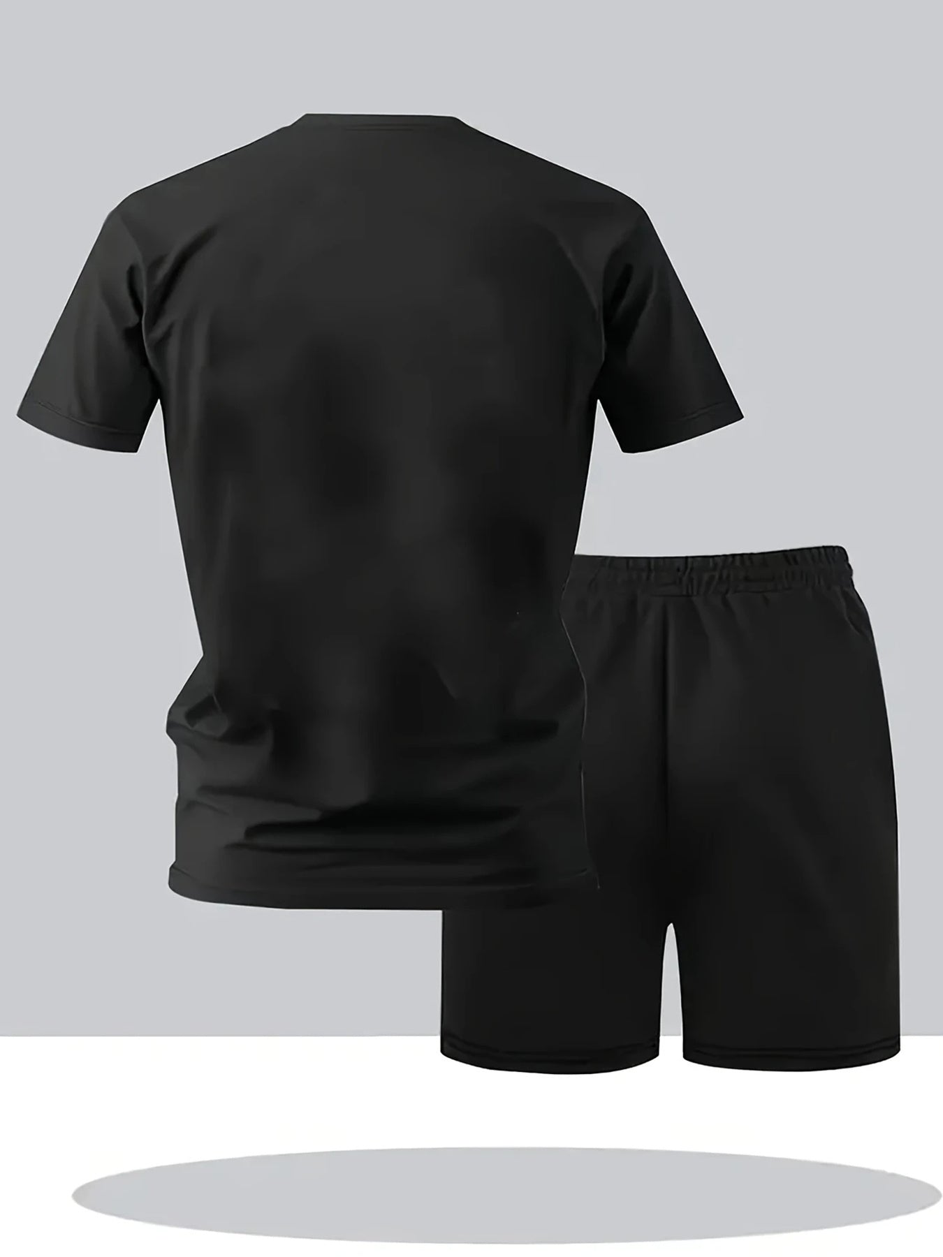 ADIDA Letter Set Short Sleeve + Shorts Two-Piece Men's Fashion Casual Round Neck T-Shirt Outfit, European Style Trendy Short Sleeve Set