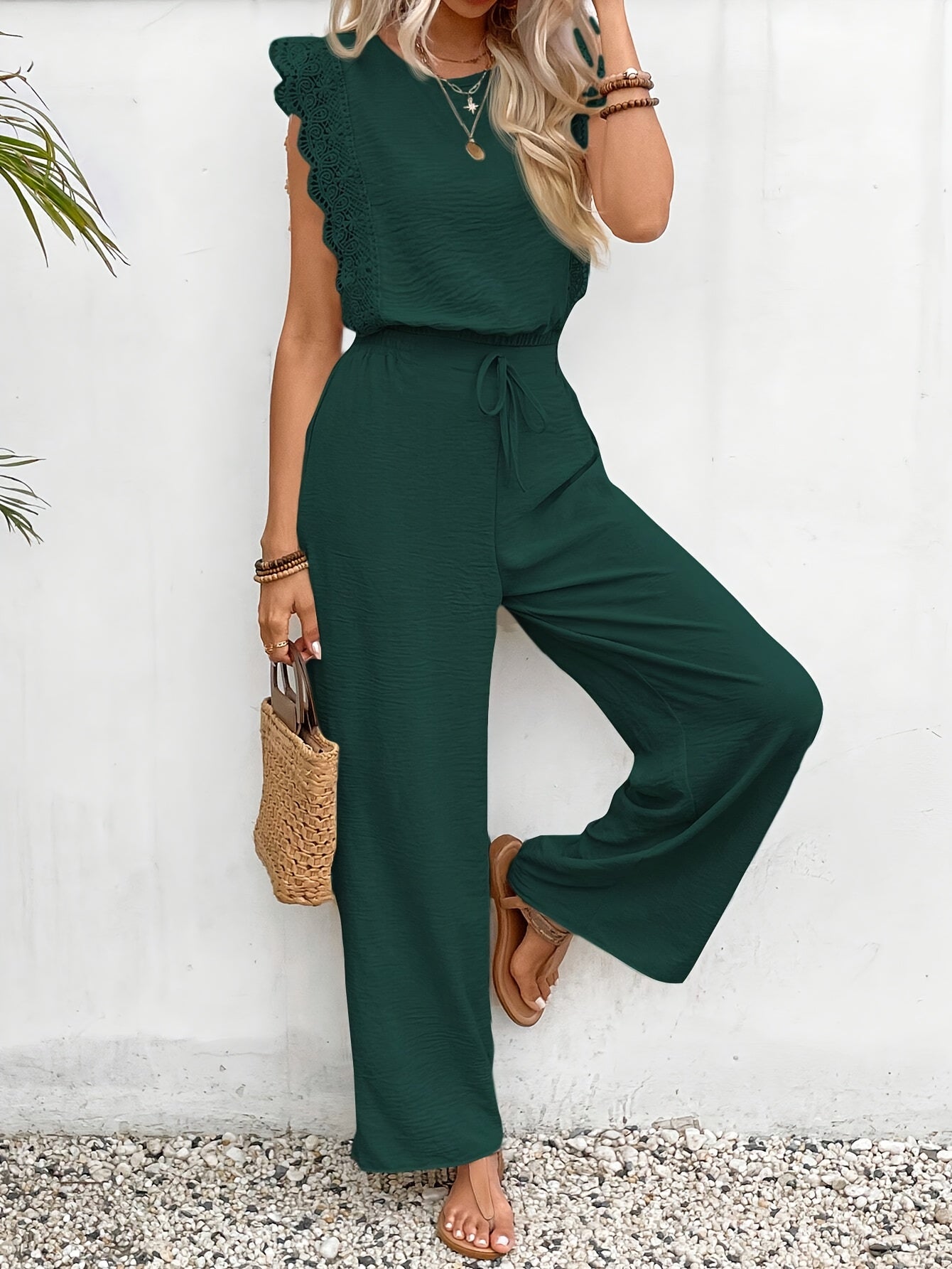 Elegant Exclusive Lace Trim Short Pants Set