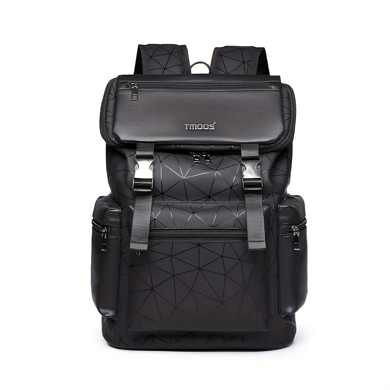 Unisex Backpack with Crocodile Texture, Large Capacity, Anti-Theft, Multi-Compartment, Fits 14-inch Laptop, Casual Travel & Business Commute, Minimalist Style, No Battery - Black