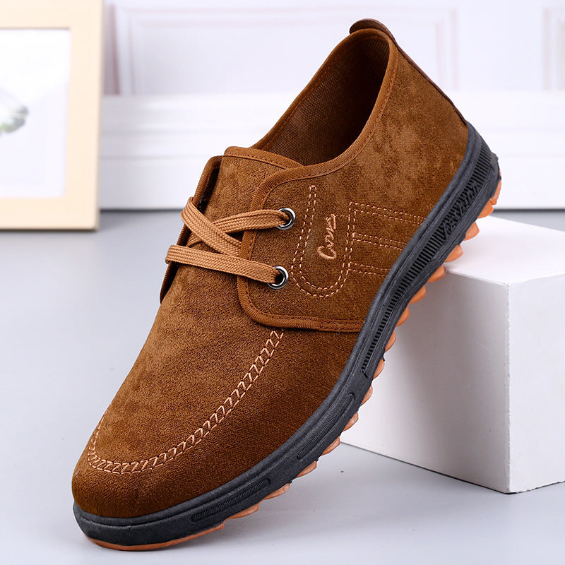 Men'S Soft Sole Slip-On Loafers - Brown Fabric Upper with Rubber Sole, Comfortable Casual Shoes for Casual Attire, Casual Footwear | Slipon Design | Comfortable Footwear