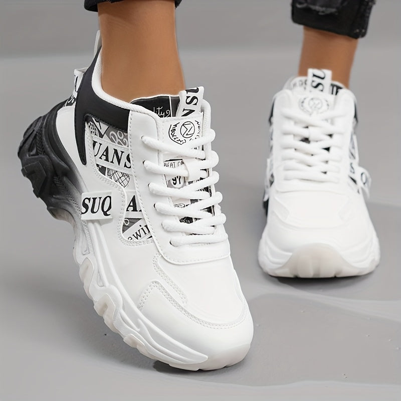 1 Pair Women'S Fashion Sneakers - Lightweight All-Season Running Shoes with Polyurethane Upper, Fabric Inner & Insole, Rubber Sole