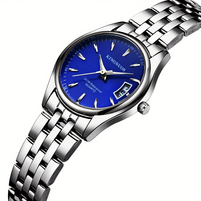 1pc New Fashion Stainless Steel Trendy High-end Atmosphere Luxury Elegant Business Travel Vacation Simple Versatile Men'S and Women'S Quartz Watch with Date