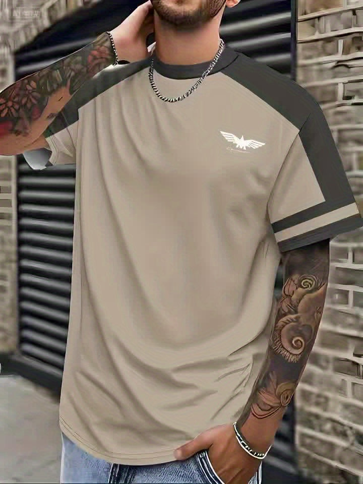 Men's 3D Print Graphic Short Sleeve T-Shirt - Casual Round Neck Regular Fit Tee with Random Unique Design, Machine Washable for Casual Attire, Modern Print Shirt, Durable Casualwear, Comfortable Fabric, Weekend Clothing, Tren
