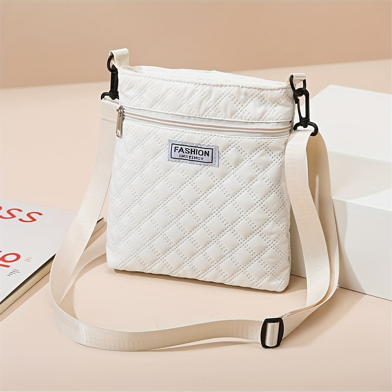 Lightweight Quilted Women's Shoulder Bag with Adjustable Strap – Elegant Solid Color, Detachable Strap, Zipper Closure, Ideal for Daily Use and Travel