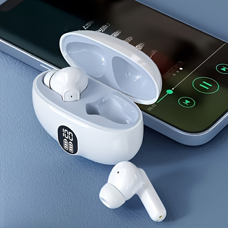 Wireless Earphones, True Wireless Earphones, LED Power Display, with Wireless Charging Box, Anti-Drop Sports Earphones, In-Ear Earphones with Microphone, Suitable for Smartphones, Laptops, TVs, Computers, Sports, Men And Wome