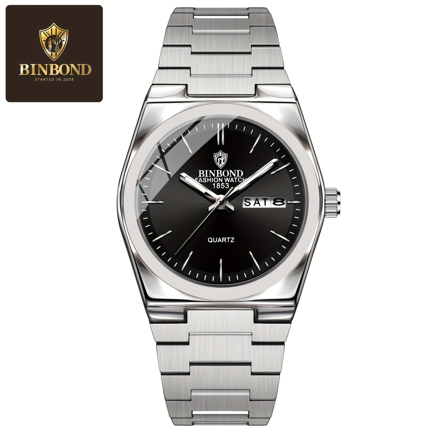BINBOND Women'S Stainless Steel Quartz Watch - IP67, Luminous Chronograph, Calendar, Durable Zinc Alloy Case, Elegant Design for Casual Attire, Casual Watch | Elegant Watch Design | Quartz Movemen