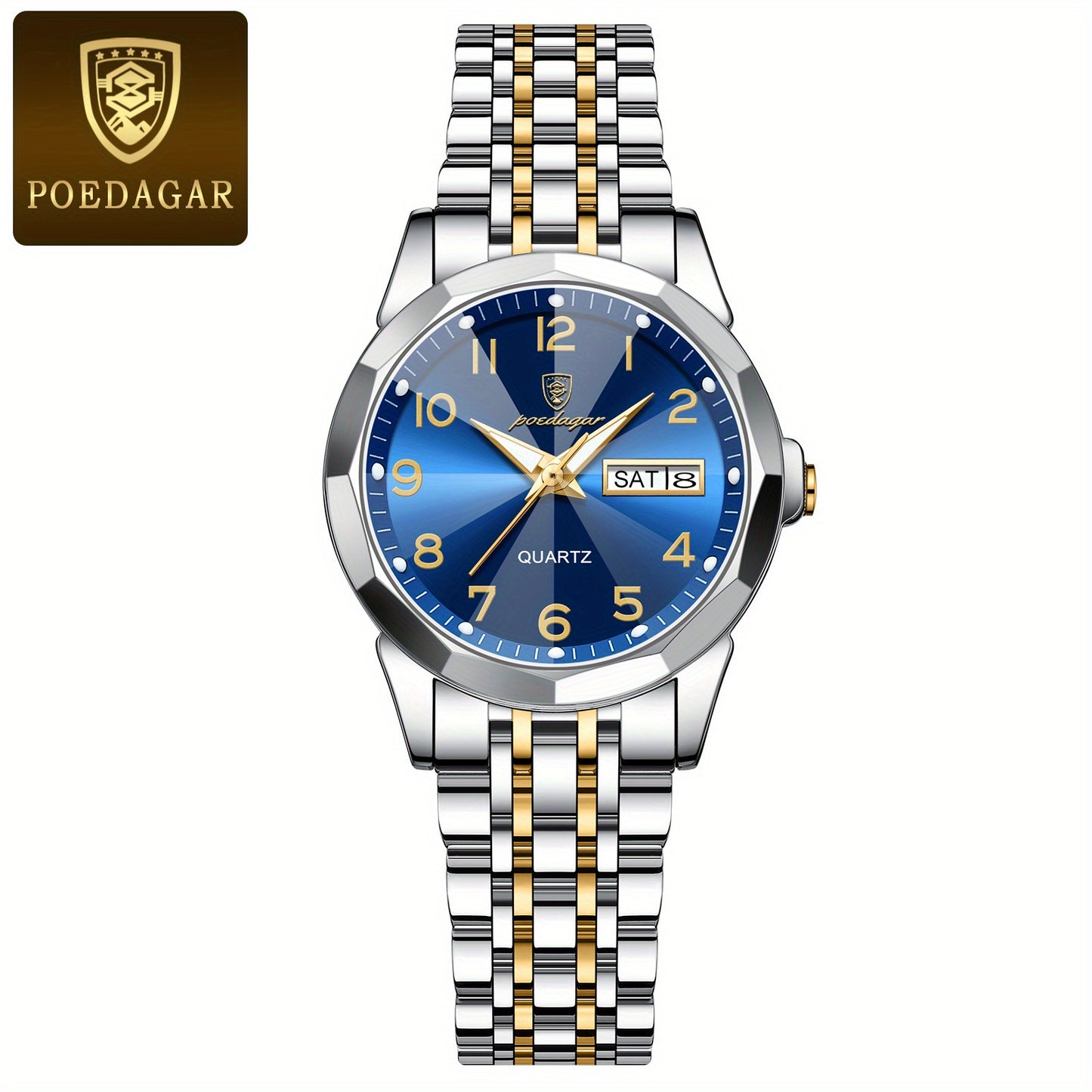 Elegant Women'S Quartz Watch with Date Display - Waterproof, Durable Zinc Alloy Case & Stainless Steel Band, Golden-Tone Dial, Ideal for Casual Attire & Gifting, Waterproof Watch | Elegant Timepiece | Quartz Movement