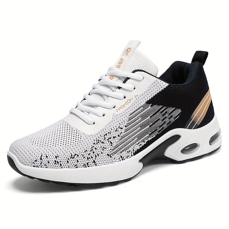 Men's Fashion Sports Sneakers, Breathable Mesh Fabric Upper, Comfortable Lace-Up Running Shoes with PVC Sole and Cloth Insole for All Seasons