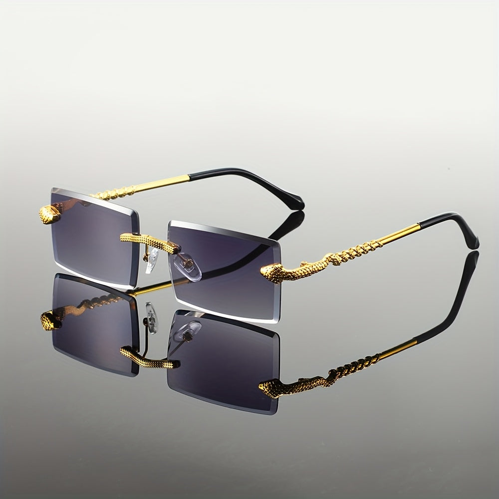 Stylish Unisex Frameless Fashion Glasses with PC Lens & Metal Frame - Rectangular Fashion Eyewear for Women & Men, Perfect for Weddings, Parties, Photography, Shopping, Party Accessories, Chic Eyewear, Elegant Design, Wedding