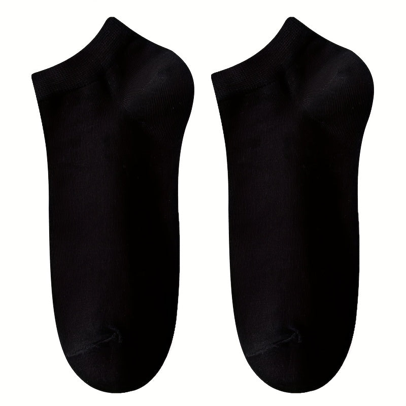 Black and White 10/30 Pairs of Socks - WQ - Unisex Simple Solid Color Versatile Short Socks for Spring and Summer