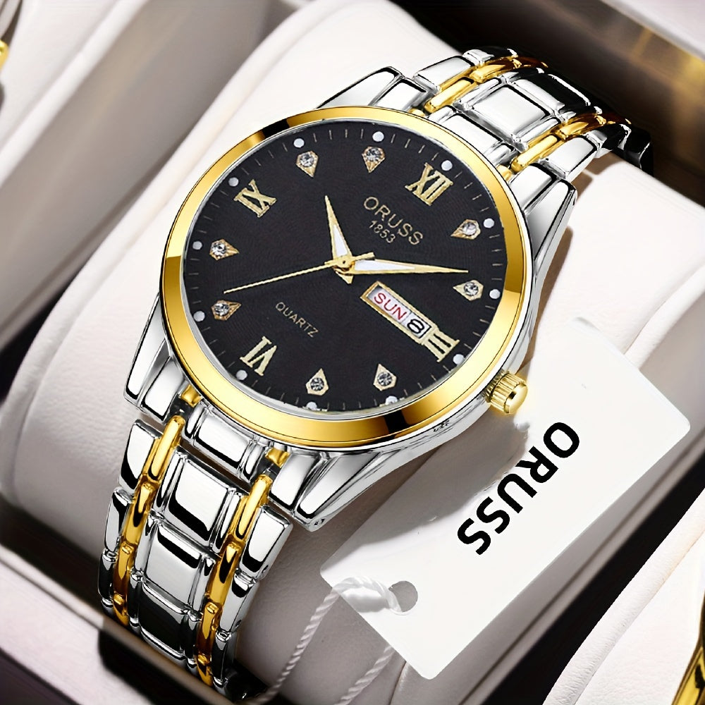 1pc Men's Round Luminous Quartz Watch, Wristwatch