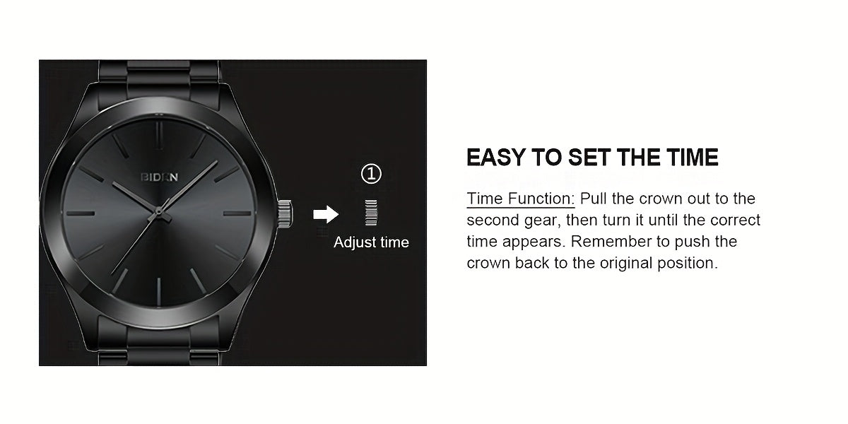 Simple Men'S Watch Black Waterproof Quartz Watch