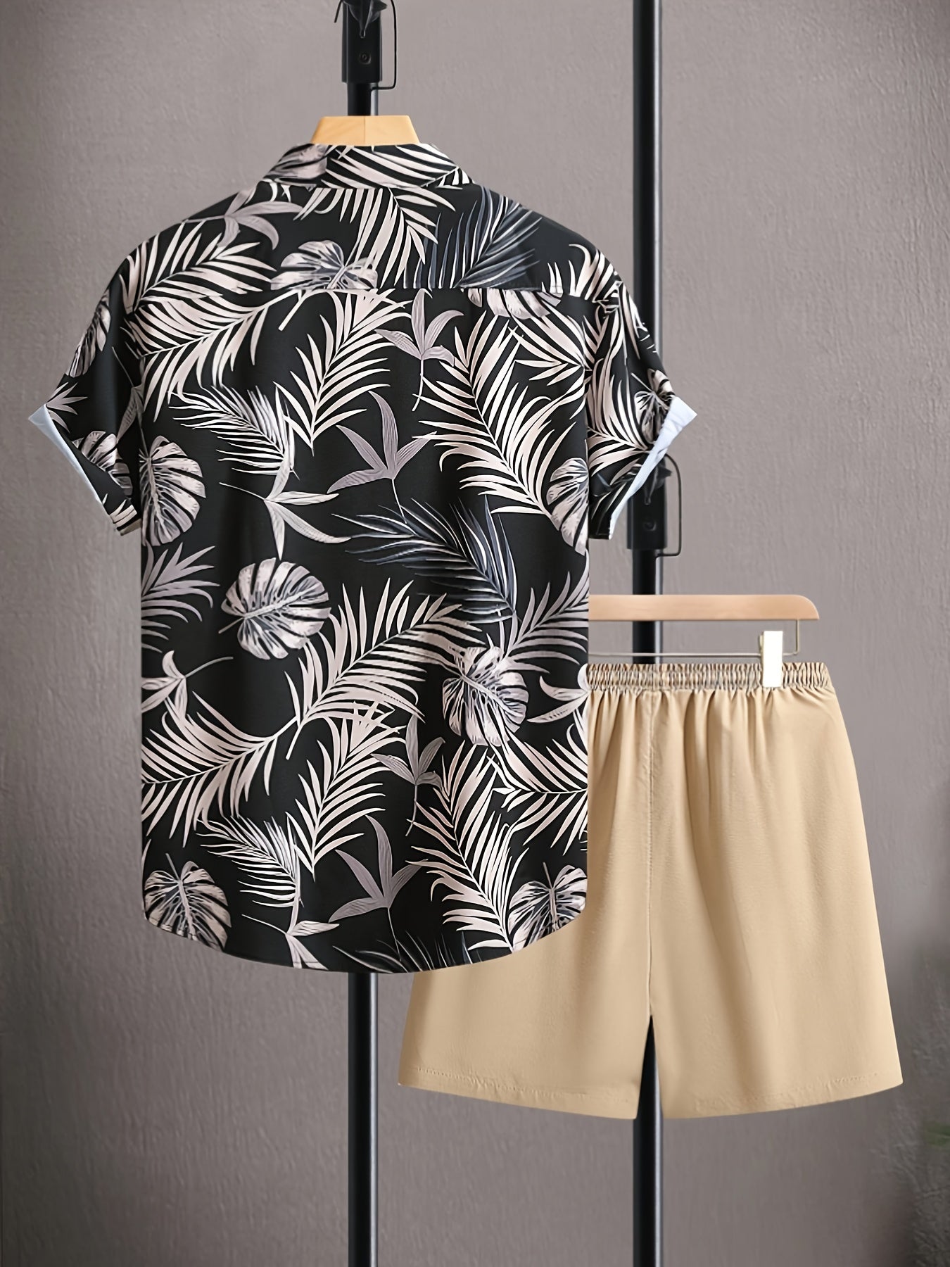 Men's Summer Printed Short Sleeve Shirt and Shorts Set