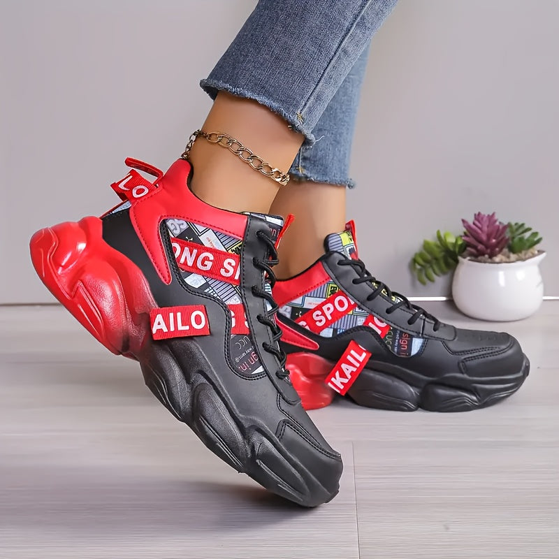 Women's Fashion Thick-Soled Sneakers, Street Style Breathable Casual Shoes for All Seasons