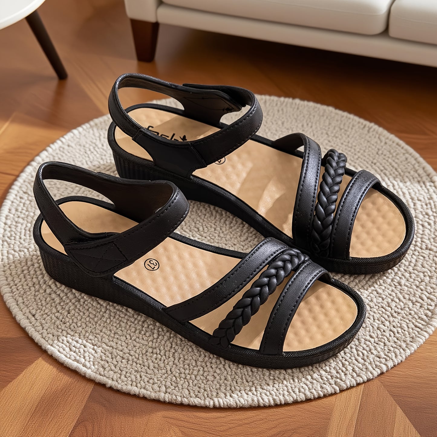 Women's Elegant Roman Sandals - Adjustable Strap Non-Slip Platform Sandals, Cushioned EVA Insole & Arch Support - Low Heel Everyday Shoes for Women, Moms, Beach, Office, Formal Events - Available in White/Black/Brown/ - All-S