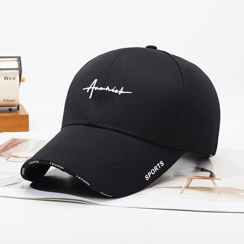 1pc Unisex Casual Embroidered Letter Baseball Cap, Spring/Winter Sun Protection Hip Hop Hat, Lightweight Outdoor Travel Cap