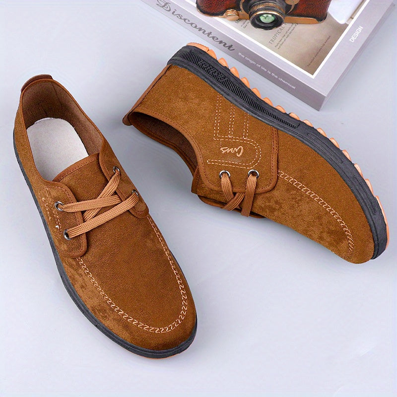 Men'S Soft Sole Slip-On Loafers - Brown Fabric Upper with Rubber Sole, Comfortable Casual Shoes for Casual Attire, Casual Footwear | Slipon Design | Comfortable Footwear