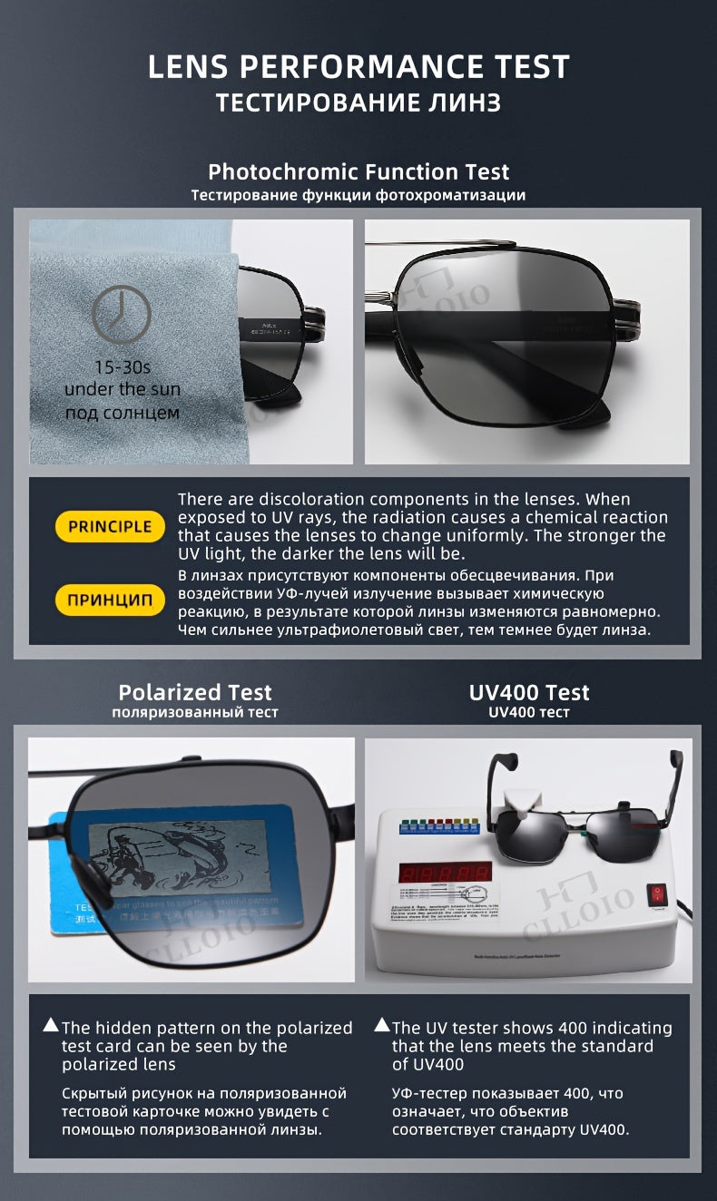 CLLOIO Top Quality Photochromic Men Women Polarized Driving Chameleon Anti-glare Sport UV400