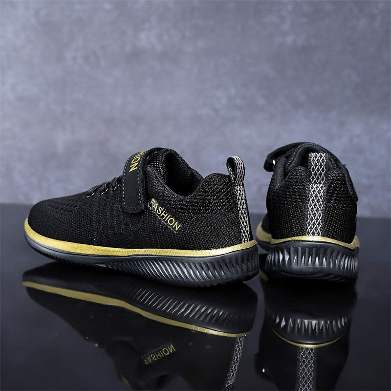 Youngsters' Breathable Knit Sneakers with Closure - Lightweight EVA Sole, All-Season Casual & Outdoor Running Shoes for Boys & Girls, Black, Youngsters Sneakers, Youngsters'S Footwear, Sporty Youngsters'S Footwear, Durable Yo