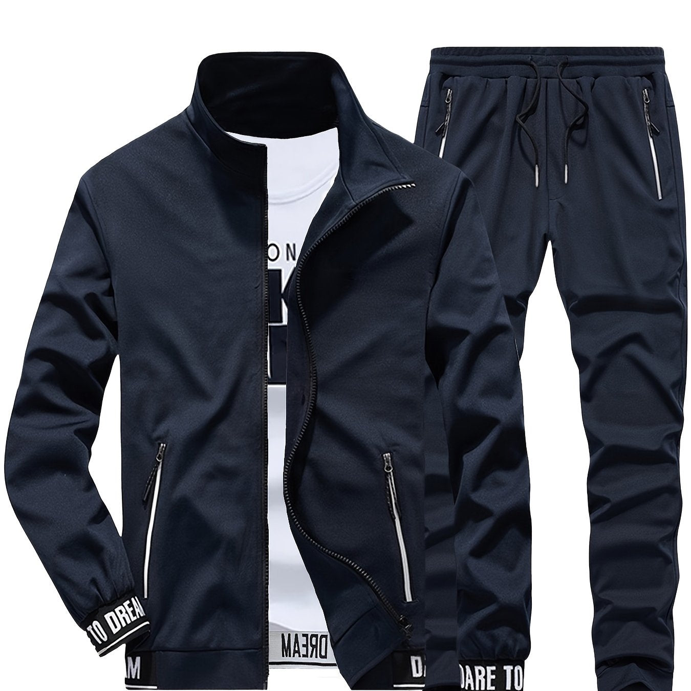 Spring and Autumn Men's Stand Collar Sports Casual Pants Suit