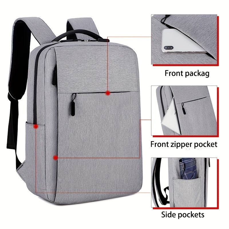 1pc Large Capacity Travel Backpack - Heavy-Duty Oxford Fabric Laptop Backpack with Multiple Compartments, Adjustable Padded Shoulder Straps & Front Zipper Pocket - Business, College, Commute Backpack - Ideal Gift for Professi