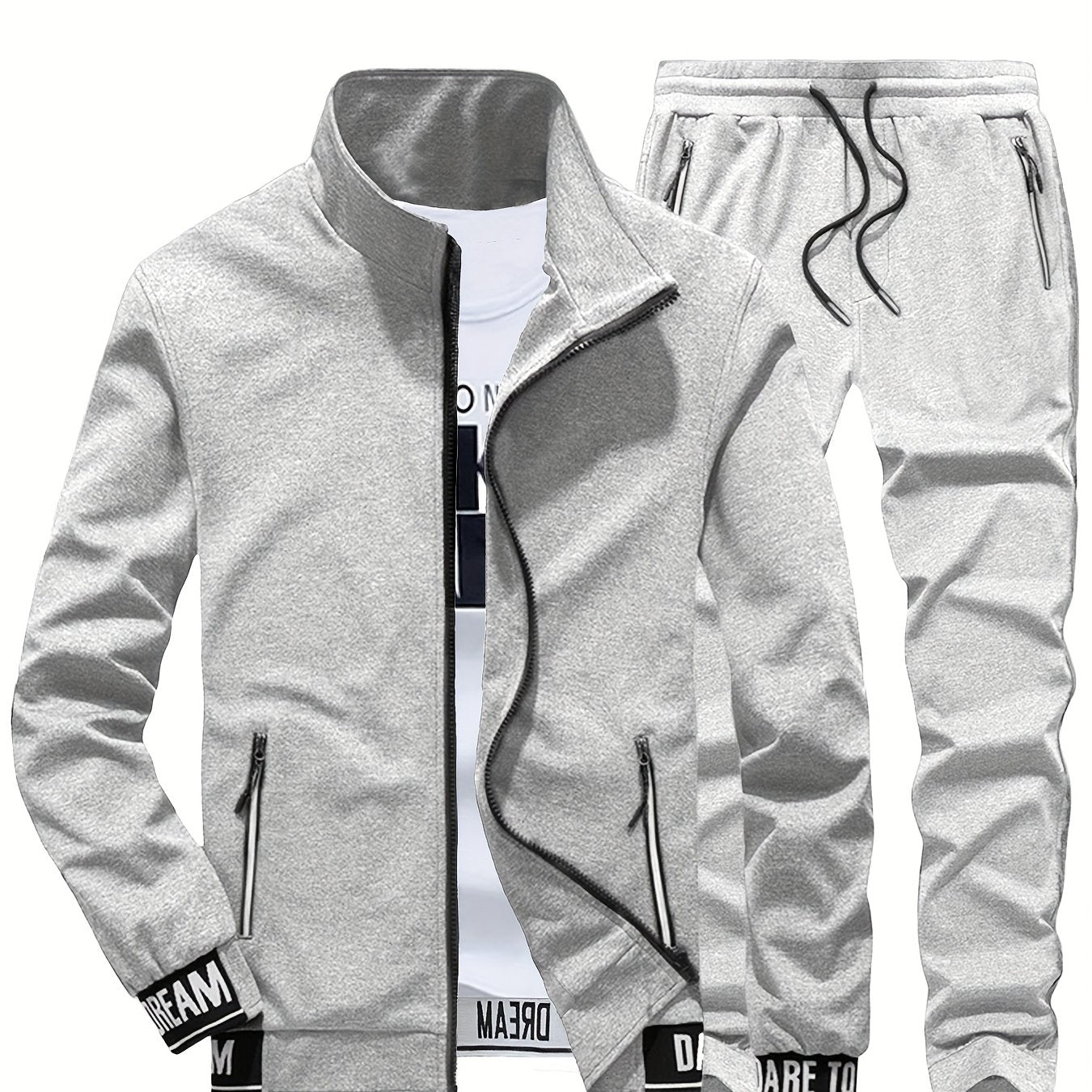 Spring and Autumn Men's Stand Collar Sports Casual Pants Suit