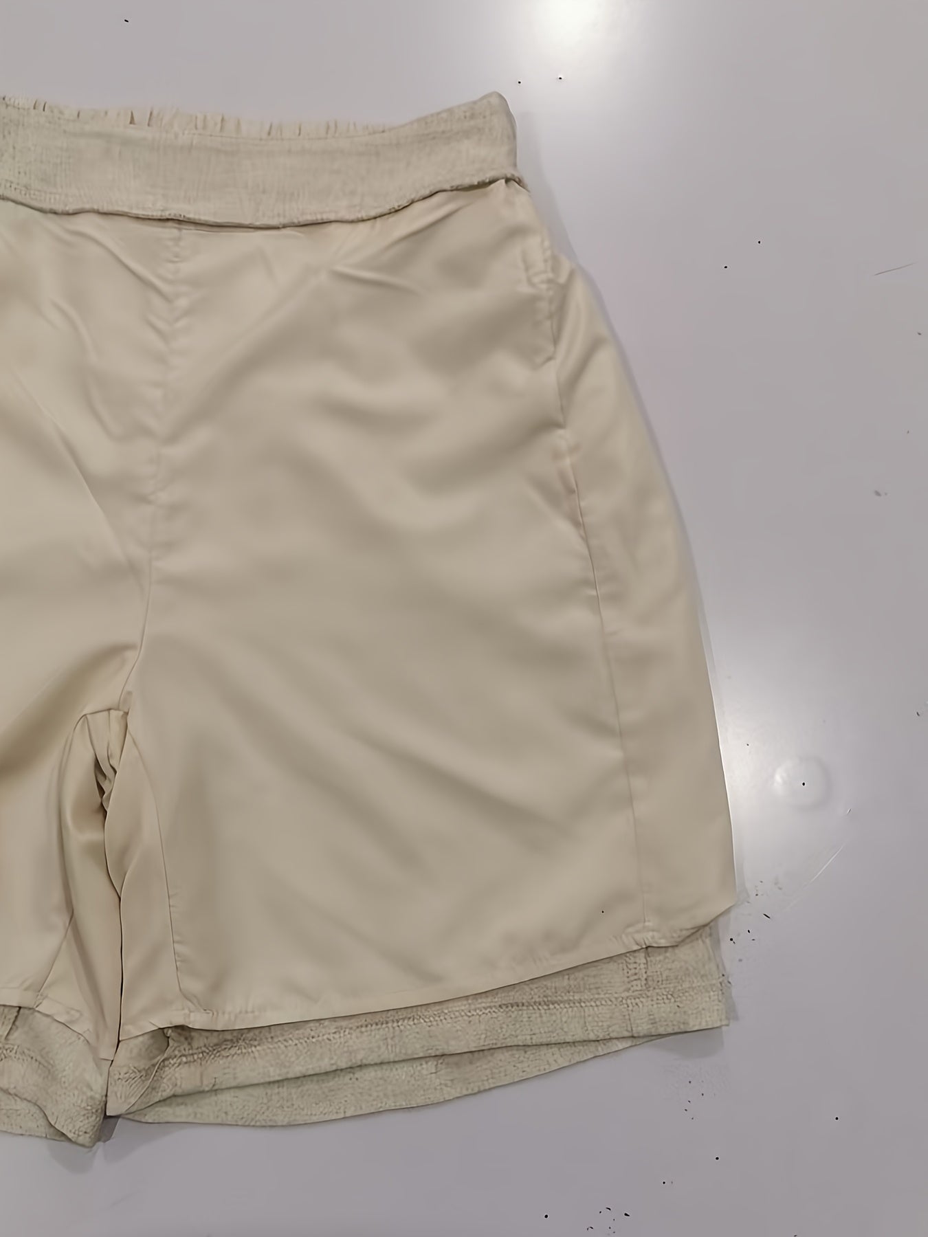 Women's Linen Side Button Shorts - High Waist, Loose Fit, Beige with Pockets, Perfect for Beach Vacations and Casual Outings