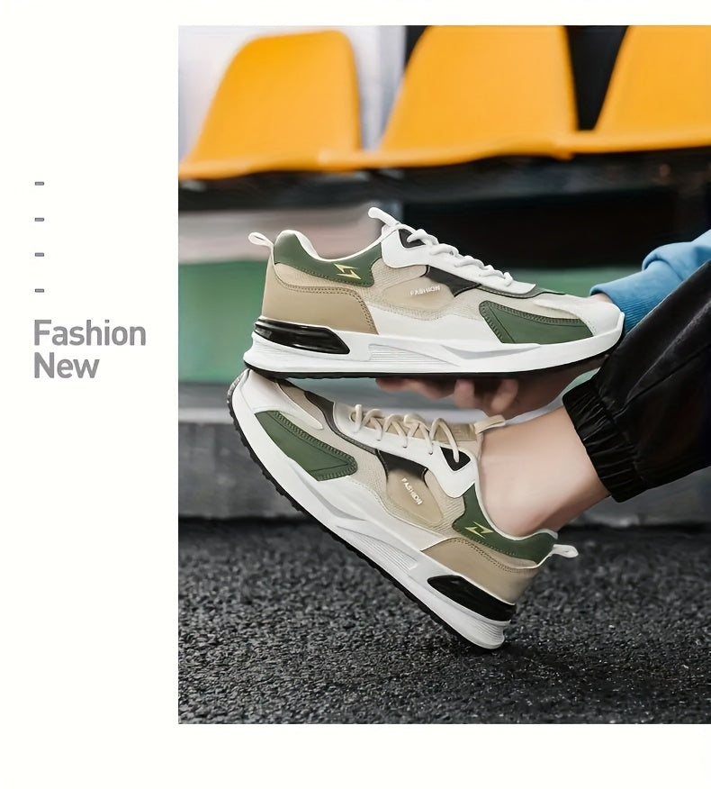 Men'S Breathable Running Sneakers with Gradient Design - Low-Top Lace-Up Casual Shoes, Durable PVC Sole, EVA Insole, Fashionable Black & White Patterns, Ideal for All Seasons Outdoor Activities