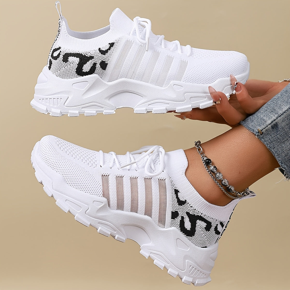 Women's Fashion Leopard Print Lace-Up Sneakers, Breathable Mesh Walking Shoes for Spring/Summer, Lightweight Comfortable Casual Sports Control Footwear with PVC Sole and Microfiber Insole