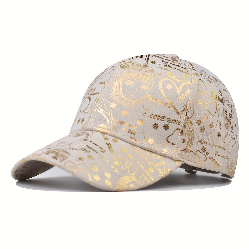 New Graffiti Baseball Caps Golden Stamping Outdoor Hip-hop Joker Cap Street Cool Baseball Hats for men and women Sports Hats Breathable Sun Cap Couple Caps Duckbill Cap