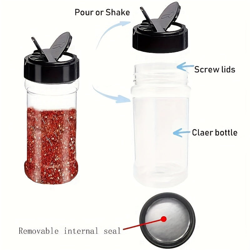 6/12pcs, Storage Containers, 3.5OZ Leakproof Seasoning Containers With Black Screw Lids, Portable Empty Clear Spice Sealing Jars For Spice, Powder, Chili And Salt, Kitchen Organizer And Storage, Kitchen Accessories