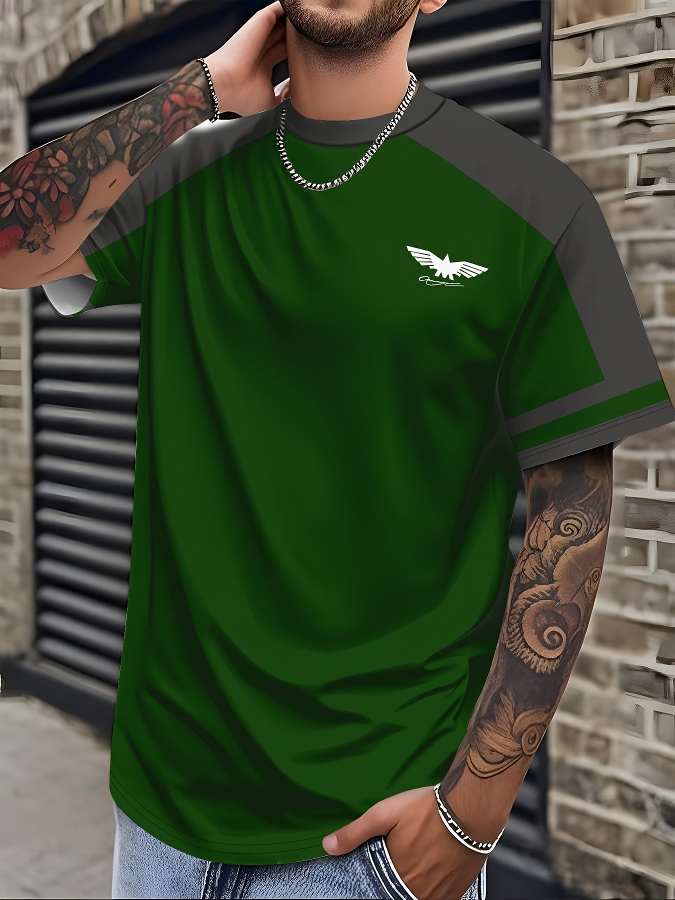 Men's 3D Print Graphic Short Sleeve T-Shirt - Casual Round Neck Regular Fit Tee with Random Unique Design, Machine Washable for Casual Attire, Modern Print Shirt, Durable Casualwear, Comfortable Fabric, Weekend Clothing, Tren