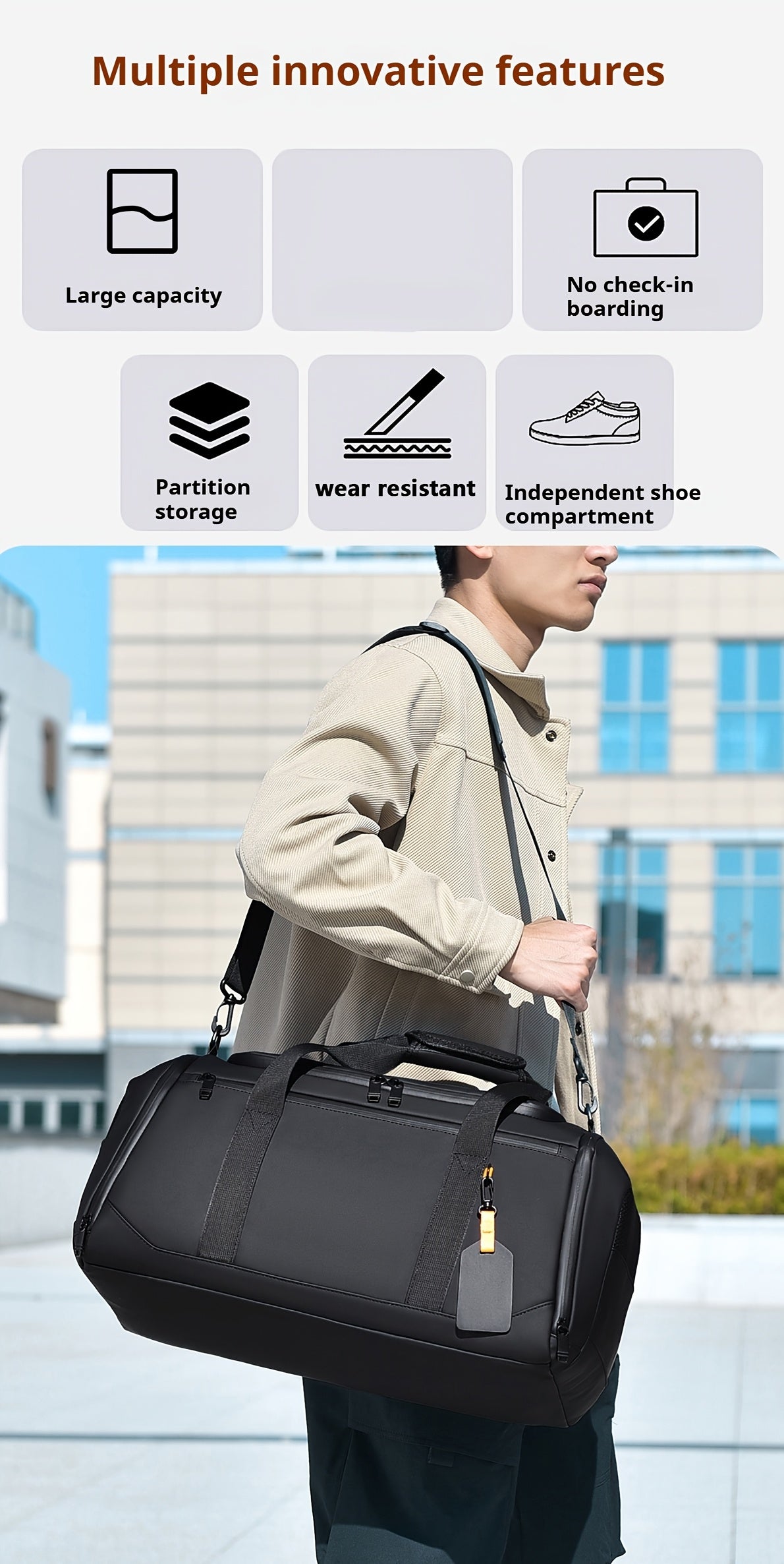 UNIXINU Large Capacity Travel Duffel Bag - Durable Oxford Cloth, Spacious & Stylish Unisex Overnight Sports Gym Bag with Multiple Compartments, Perfect for Fitness, Outdoor Adventures & Weekend Getaways, Travel Bag