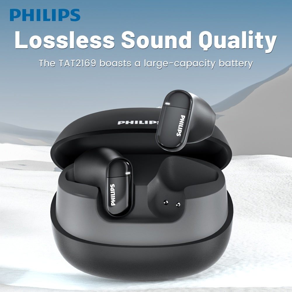 PHILIPS True Wireless Earphones Earbuds - Comfortable for iPhone/ Android, Built-in Microphone Sweat Wireless Headset, Wireless Headphones TAT2169
