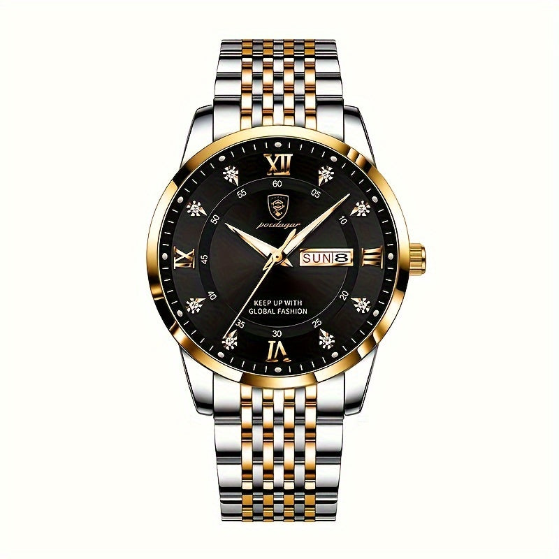 Women's Business Leisure Quartz Watch Luminous Fashion Date Dial Analog Steel Band Wrist Watch