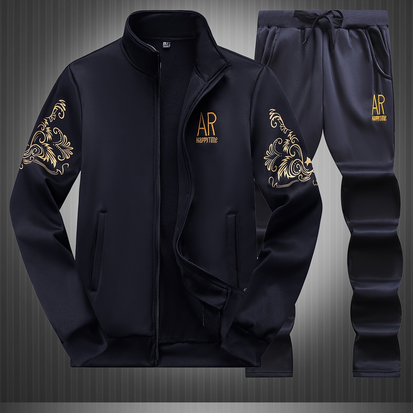 Spring and Autumn Men's Casual Sports Suit, Fashionable Open Jacket and Straight Trousers Two-piece Set