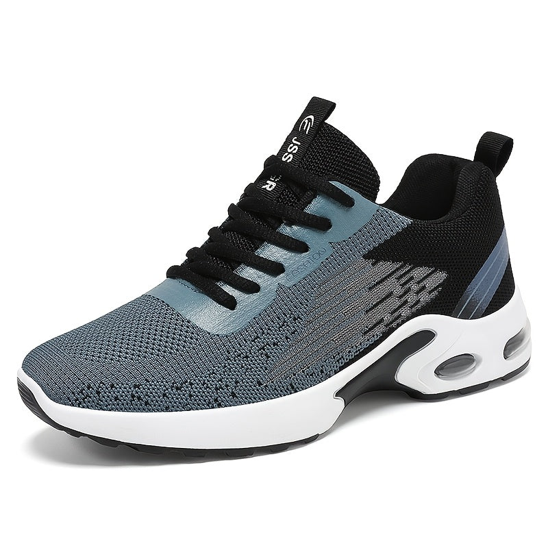 Men's Fashion Sports Sneakers, Breathable Mesh Fabric Upper, Comfortable Lace-Up Running Shoes with PVC Sole and Cloth Insole for All Seasons