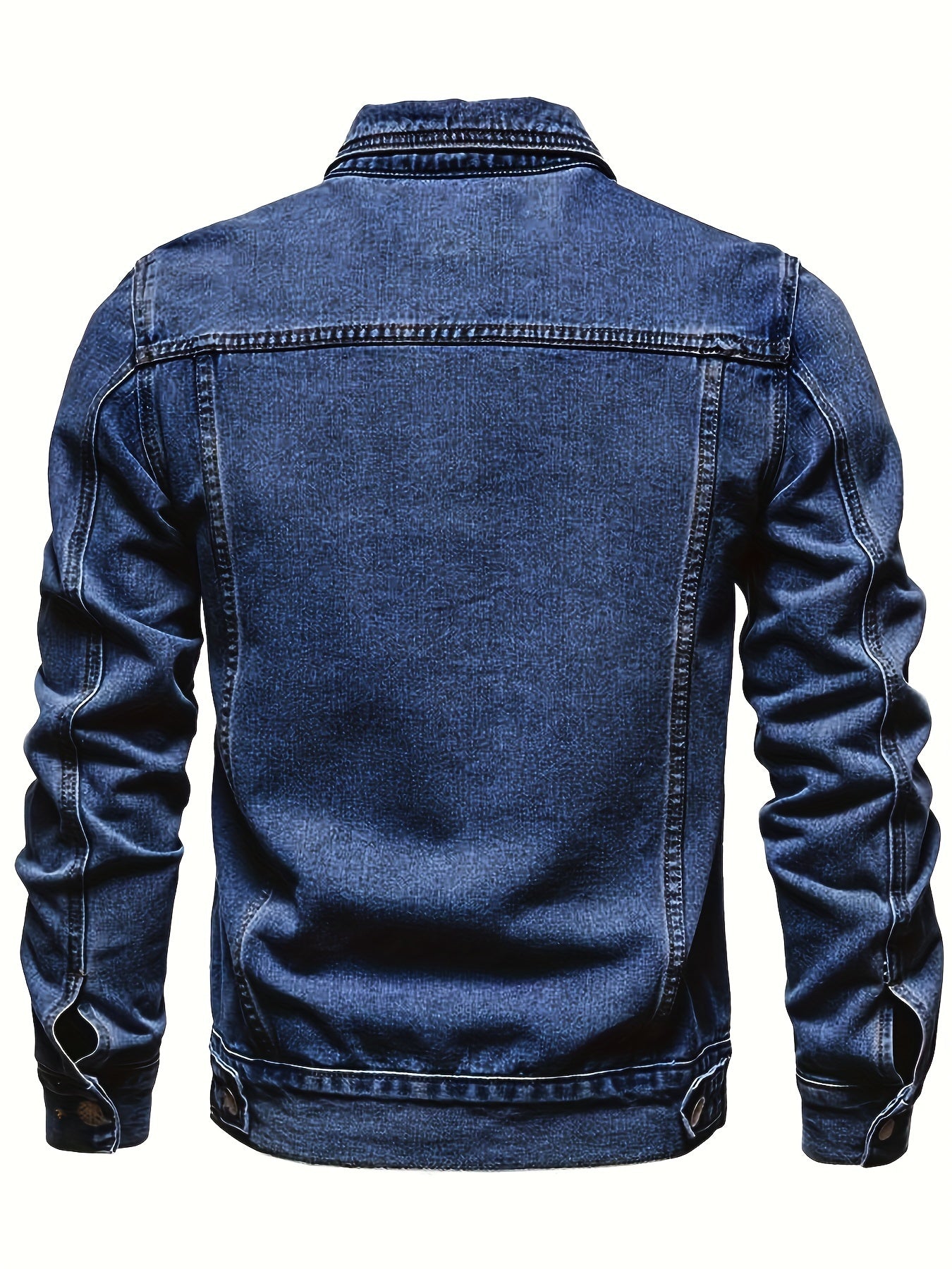 Men's Slim-Fit Denim Jacket - Casual Cotton Blend, Long Sleeve with Pockets, Machine Washable