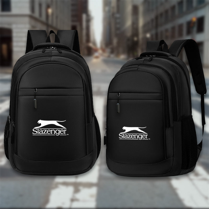 Slazenger R40 Casual Backpack - Sleek Black with White Logo, Durable Fabric, Multiple Compartments & Padded Shoulder Straps for Daily Commute, Travel, School, Work, Backpack for Travel, Urban Carry, Versatile Bag, Sturdy Cons