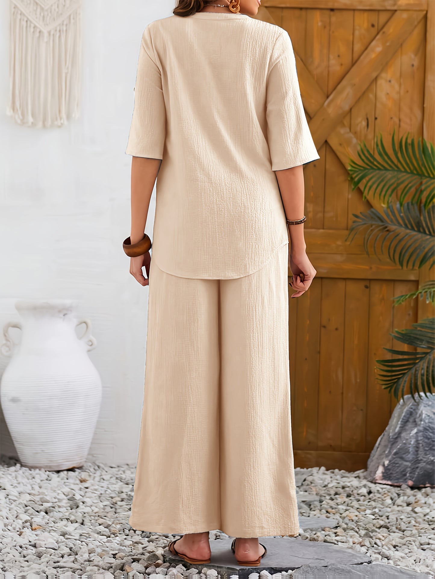 Women's V-Neck Casual Two-Piece Set