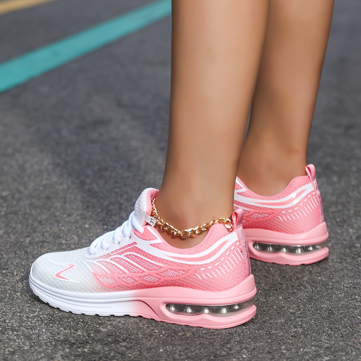 Women'S Casual Running Shoes, Lightweight EVA Upper & Inner, Fabric Insole, Faux Sole, Lace-Up Low Top, All-Season Solid Color, Flame Air Cushion Design, New Style 720