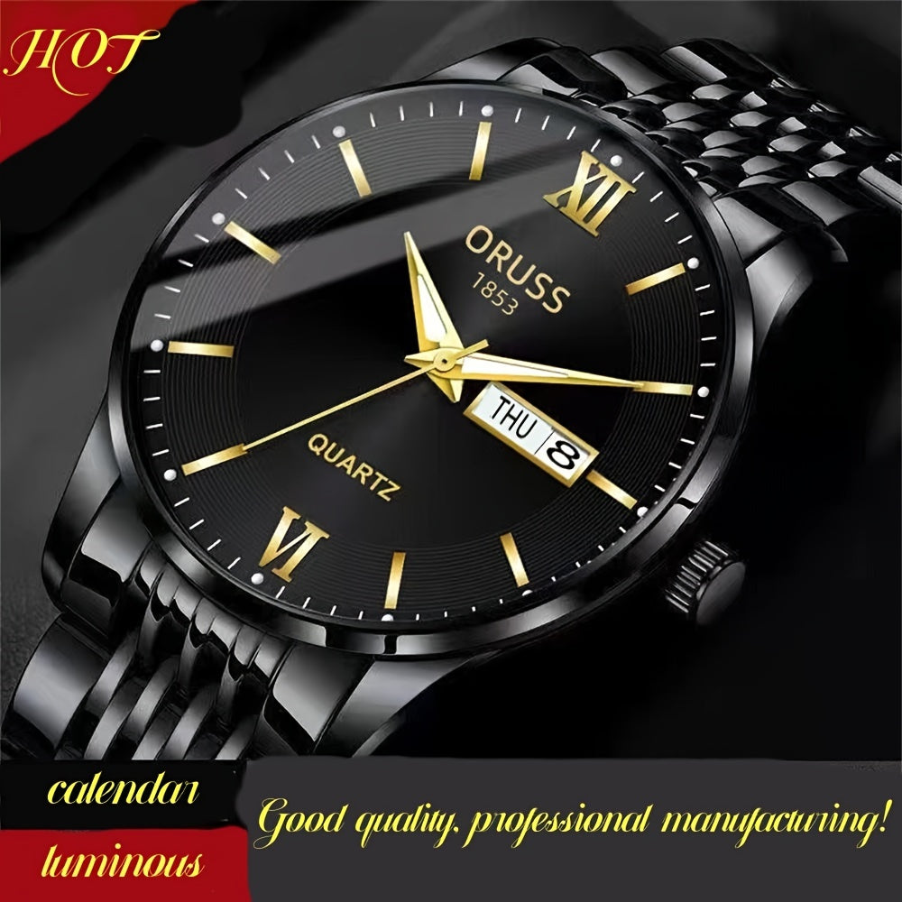 Men's watch calendar high-grade handsome fashion new trend steel watch jazz gentleman all Men's watch