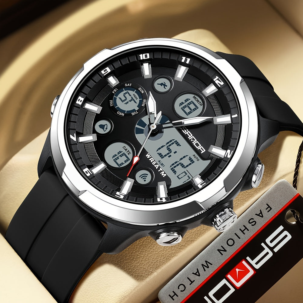 SANDA Men'S Digital Outdoor Sports Wristwatch,Waterproof Multifunctional Chronograph Quartz Watch For Gift Clock 9053
